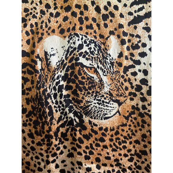 Vtg tiger leopard animal print 90s silk blouse Sz 10 - Picture 5 of 5
